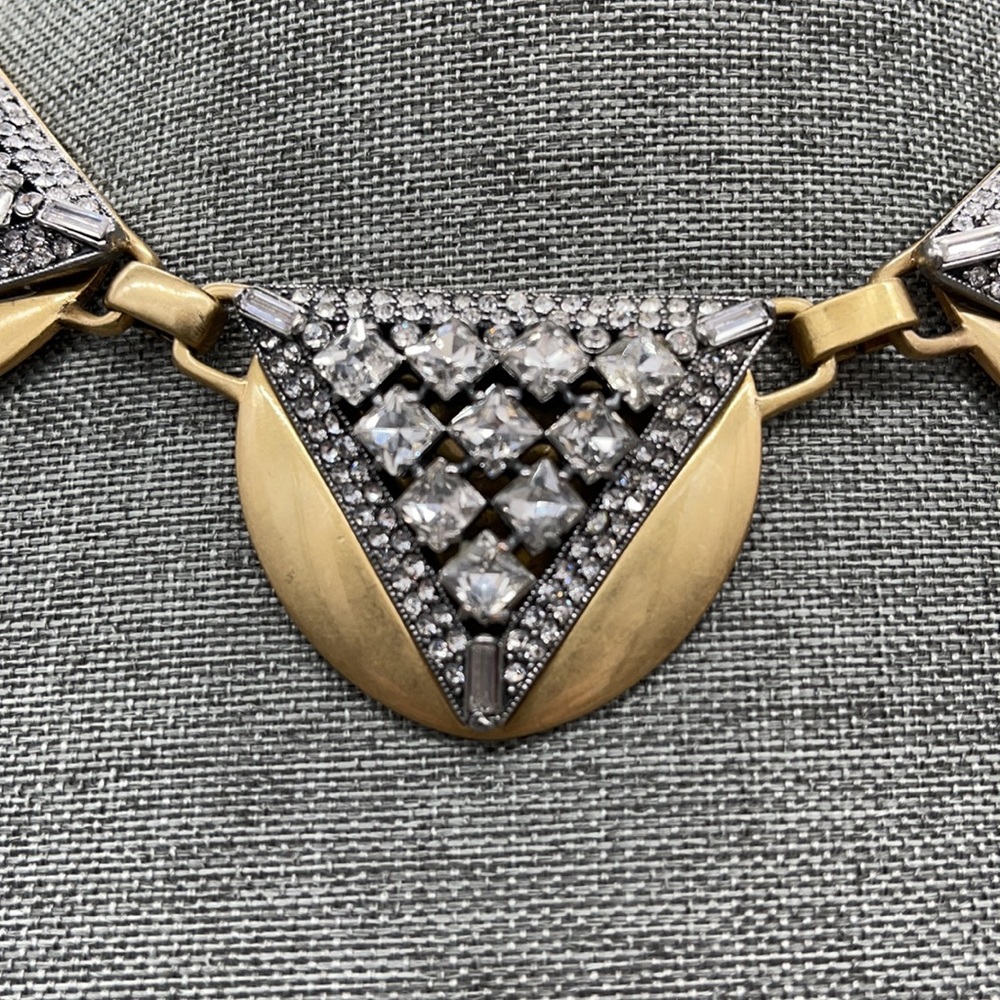J. Crew Metallic Crystal Triangles Necklace - Picture 2 of 7